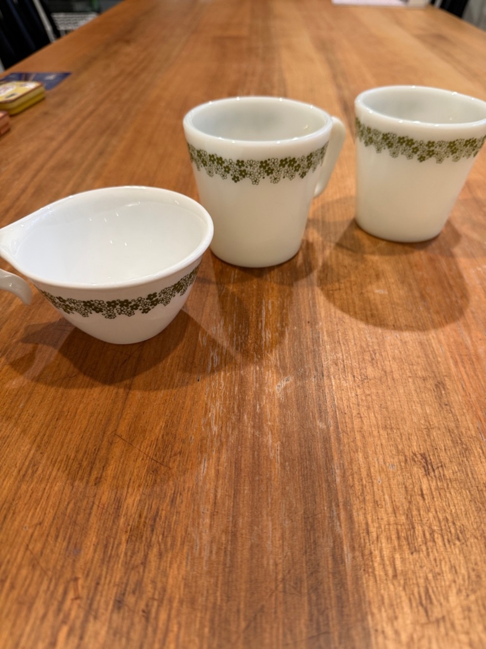 2 Vintage Pyrex Spring Blossom Mugs + bonus Corelle small mug